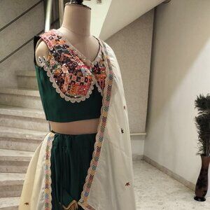 Designer Chaniya with Vintage Blouse and dupatta,10-12 meters flare,for navratri